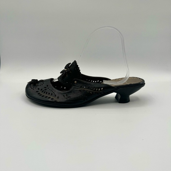 MPULSE DARK BROWN CHOCOLATE MULE  KITTEN HEELS LEATHER SHOE Y2K VINTAGE SHOES 40 - Picture 4 of 17